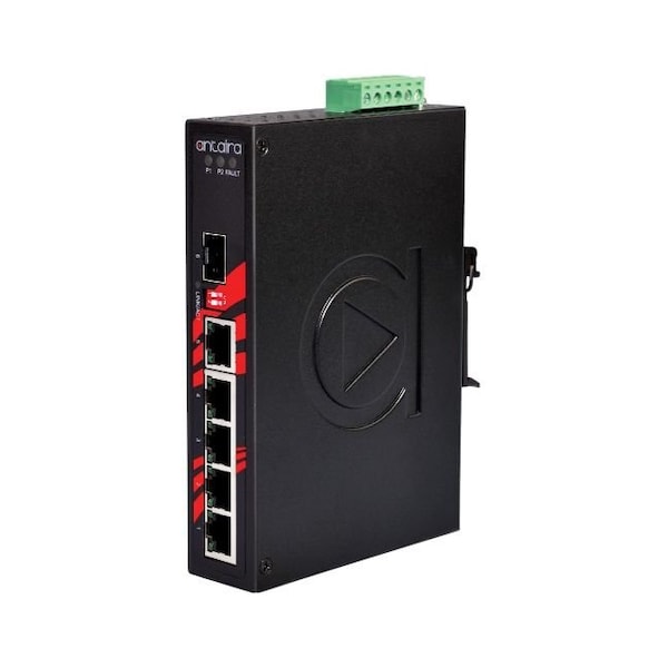6-Port Industrial Unmanaged Ethernet Switch, w/5-10/100/1000Tx + 1-100/1000 SFP slot, EOT: -4075C
